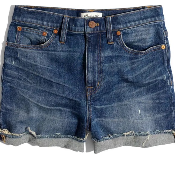MADEWELL High Rise Cuffed Denim Shorts - Picture 2 of 4